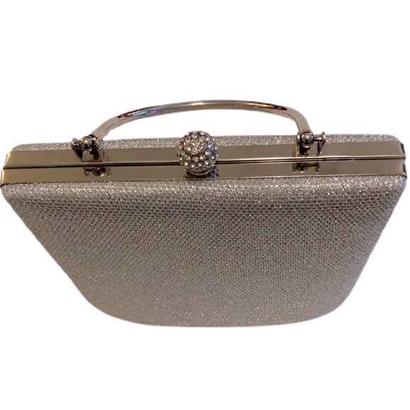 💎 NWT D'margeaux Silver Crystal Clasp Glitter Clutch Purse Evening Bag - Picture 2 of 7